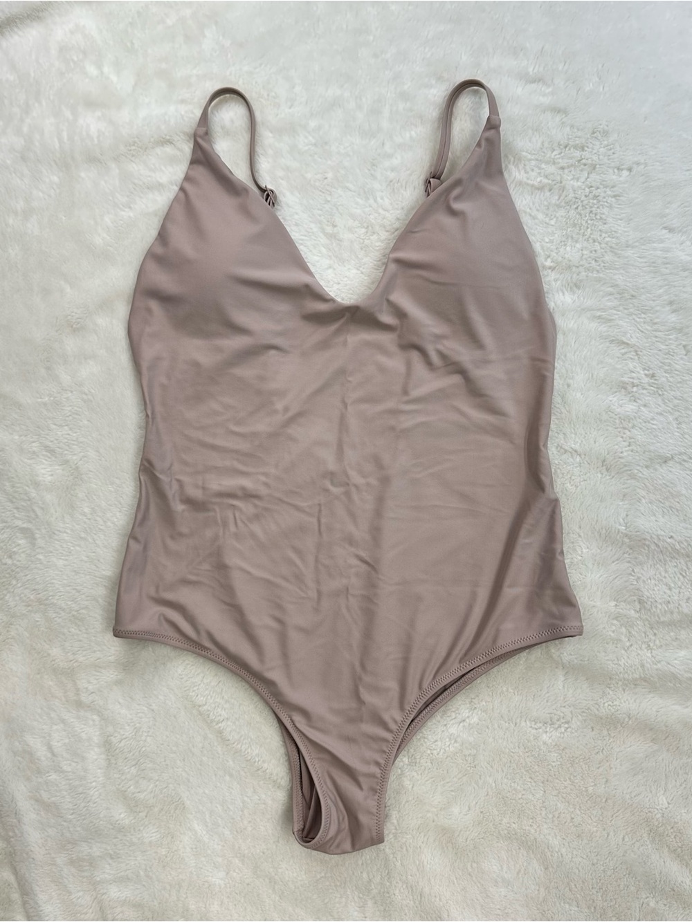 Aerie Ribbed One Piece Cheeky Swimsuit - Mauve Taupe - Size Medium